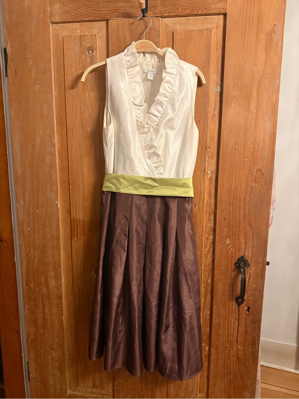 dressbarn Cream Satin Dress with Ivory Lining